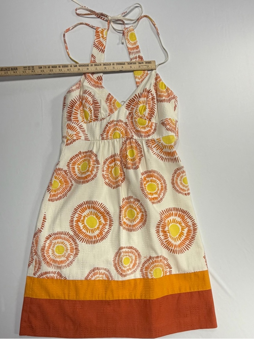 Trina Turk Mini Dress Orange Yellow Sunburst Womens Size 2 Halter Boho Beach - Picture 6 of 13